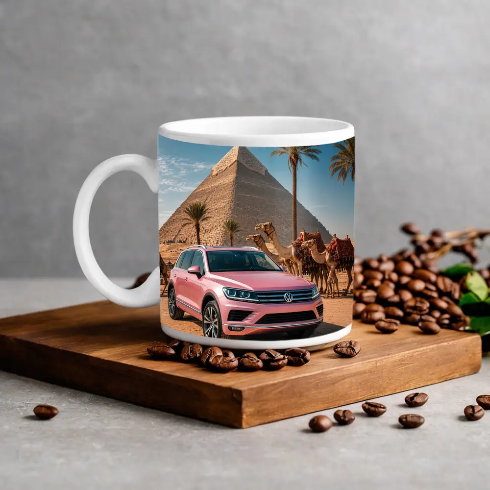 Volkswagen Touareg Pink SUV Egypt Pyramids – Mugs
