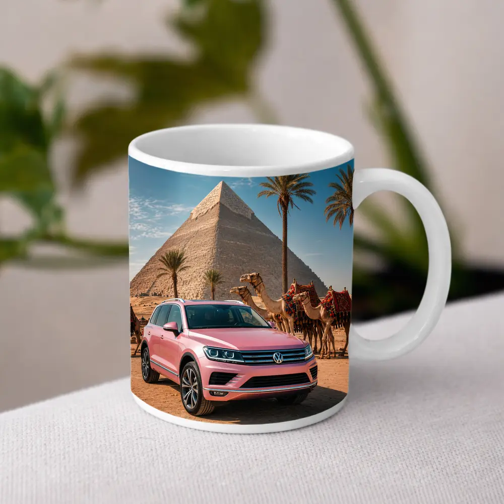 Volkswagen Touareg Pink SUV Egypt Pyramids – Mugs