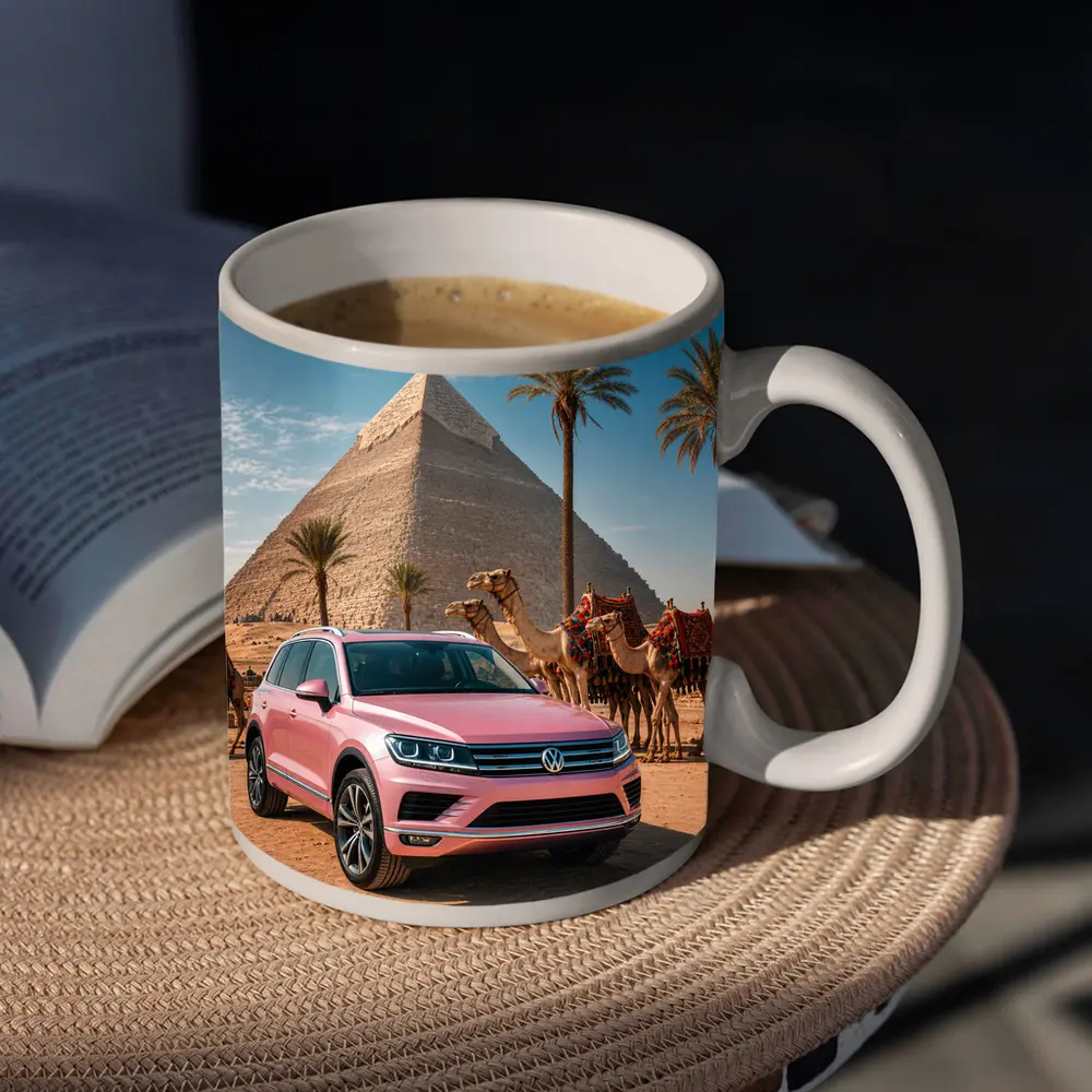 Volkswagen Touareg Pink SUV Egypt Pyramids – Mugs