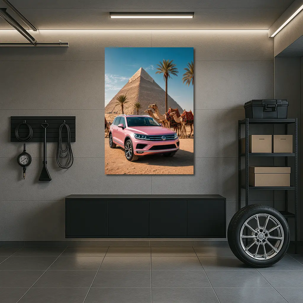 Volkswagen Touareg Pink SUV Egypt Pyramids – Wall Art