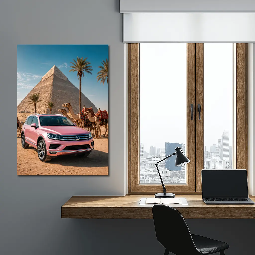 Volkswagen Touareg Pink SUV Egypt Pyramids – Wall Art