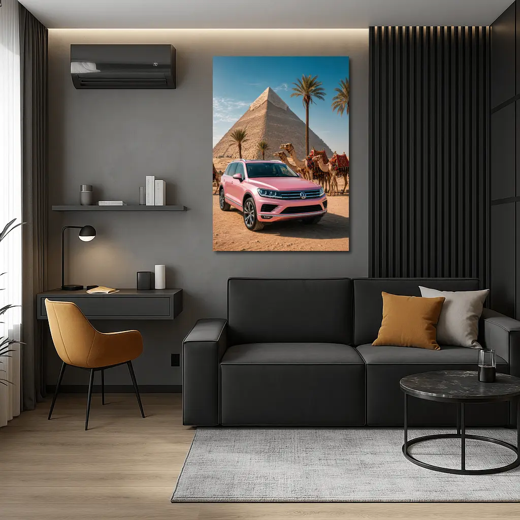 Volkswagen Touareg Pink SUV Egypt Pyramids – Wall Art