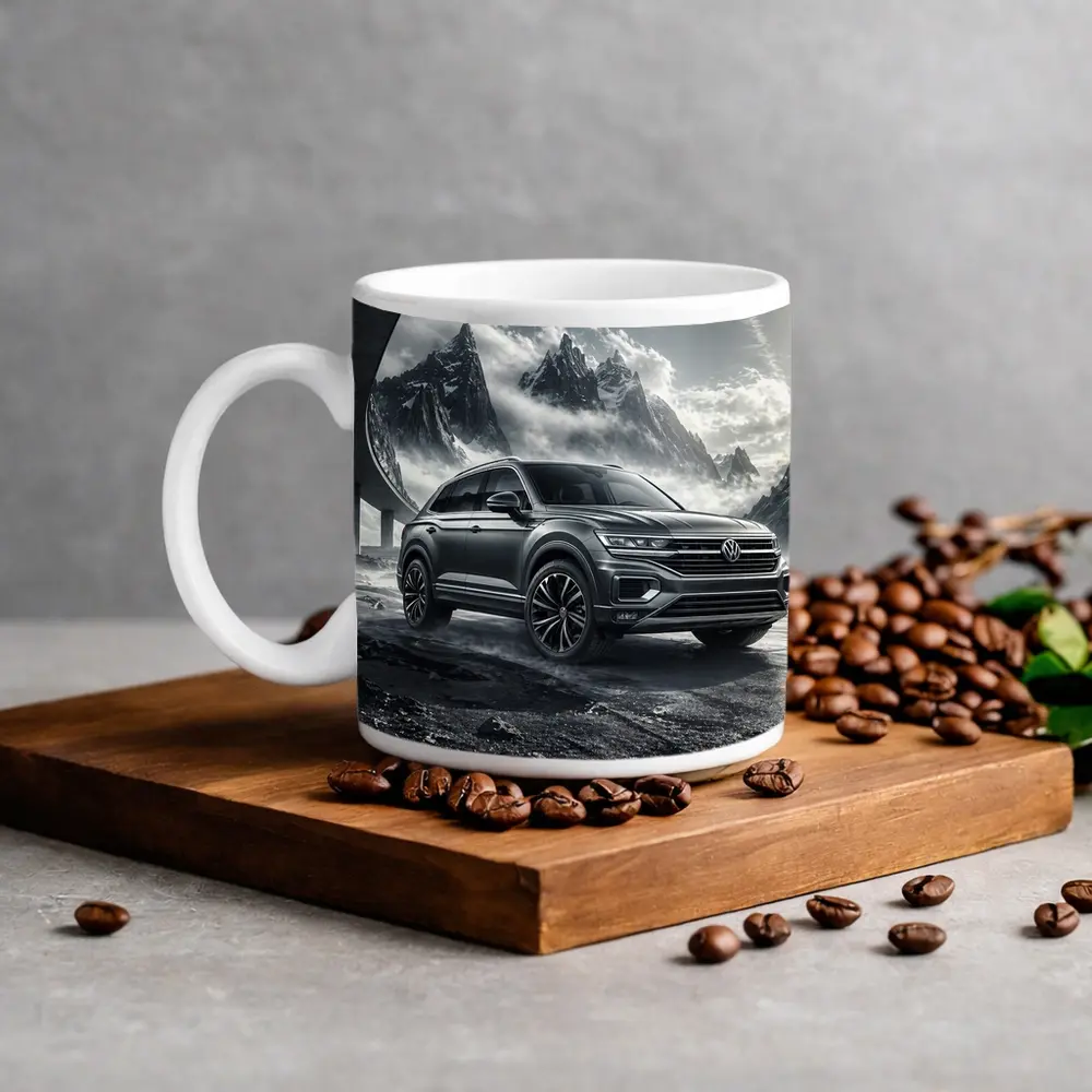 Volkswagen Touareg SUV Dark Mountain Scene – Mugs