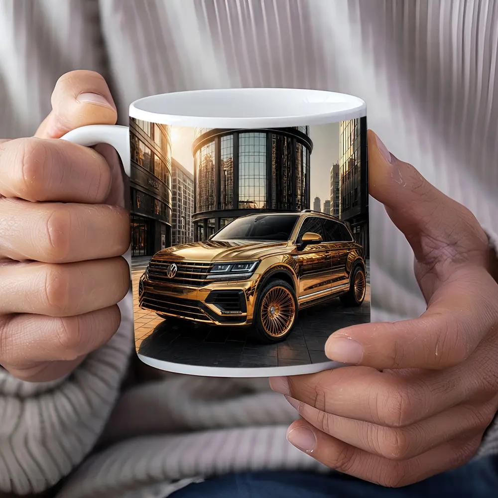 Volkswagen Touareg Gold Chrome City Buildings – Mugs