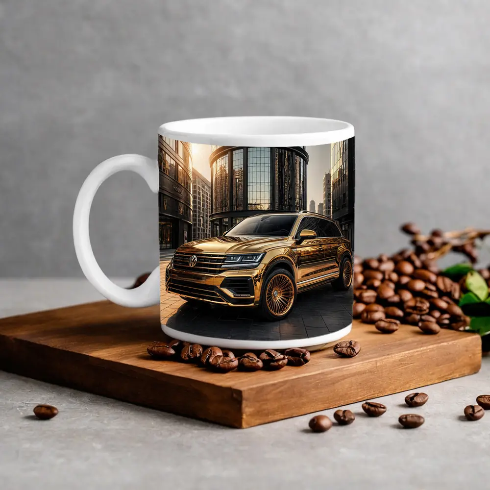 Volkswagen Touareg Gold Chrome City Buildings – Mugs