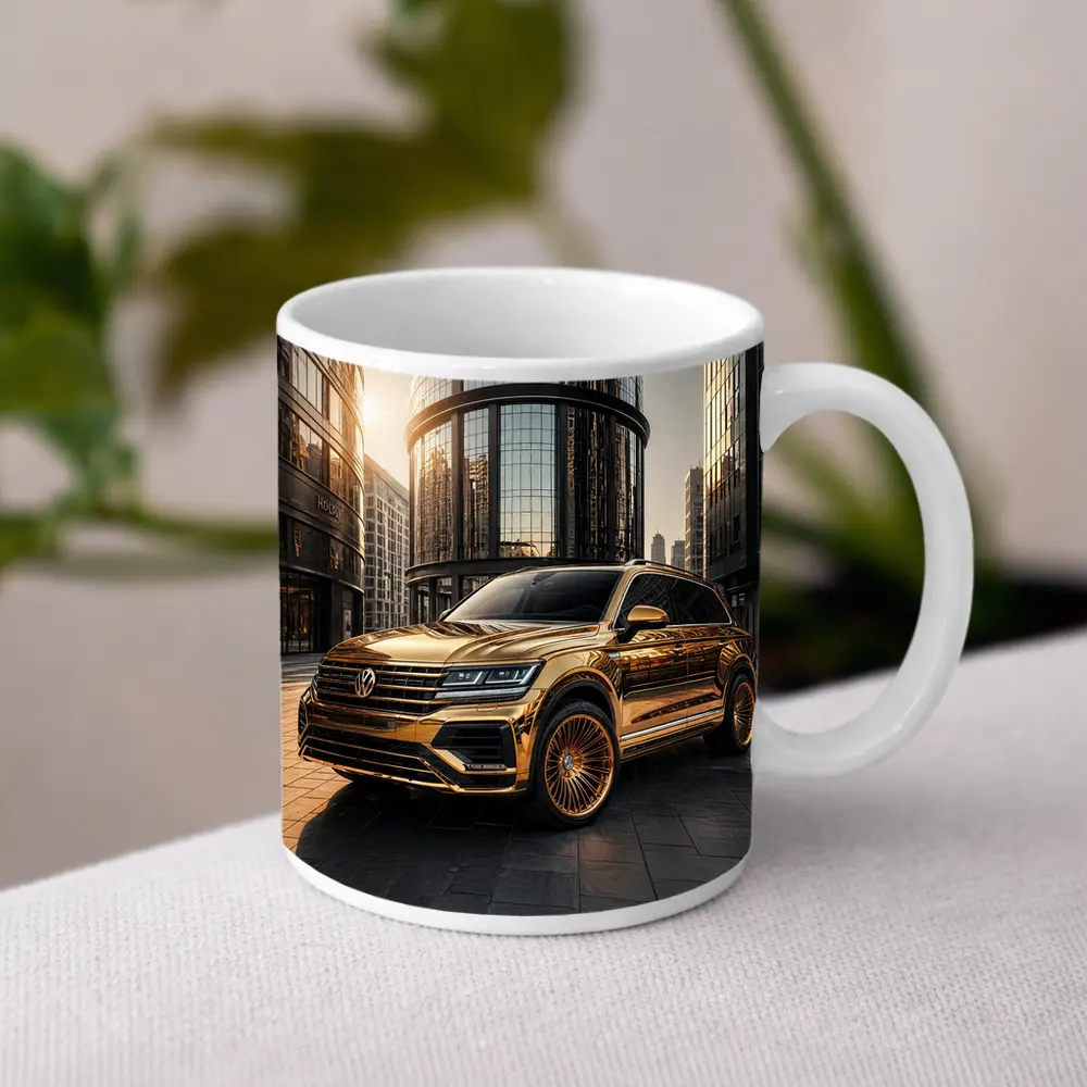 Volkswagen Touareg Gold Chrome City Buildings – Mugs