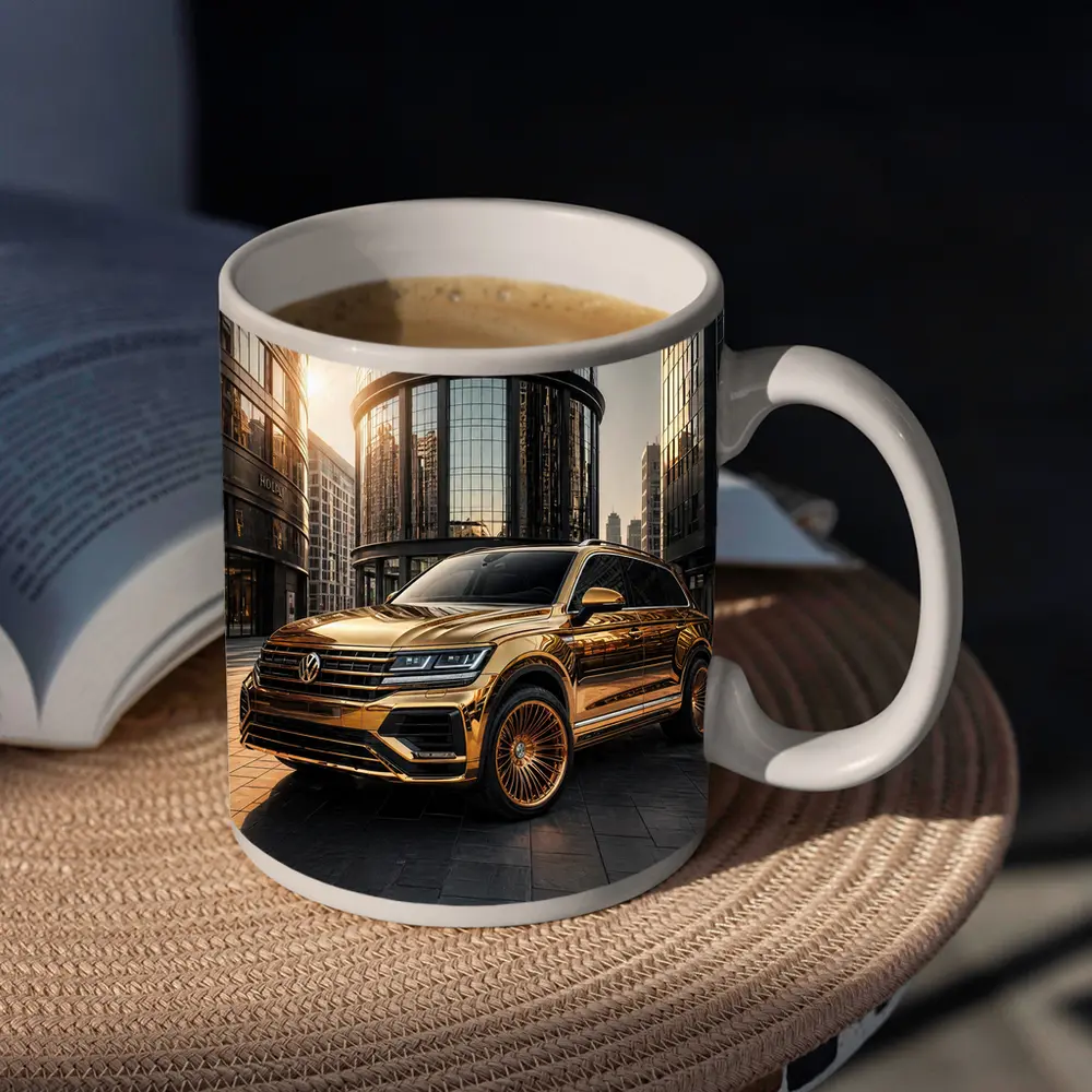 Volkswagen Touareg Gold Chrome City Buildings – Mugs