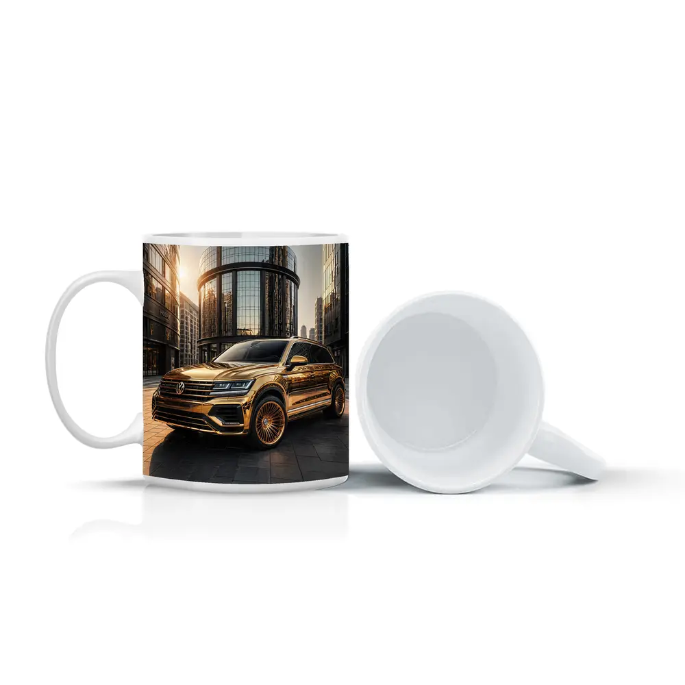 Volkswagen Touareg Gold Chrome City Buildings – Mugs