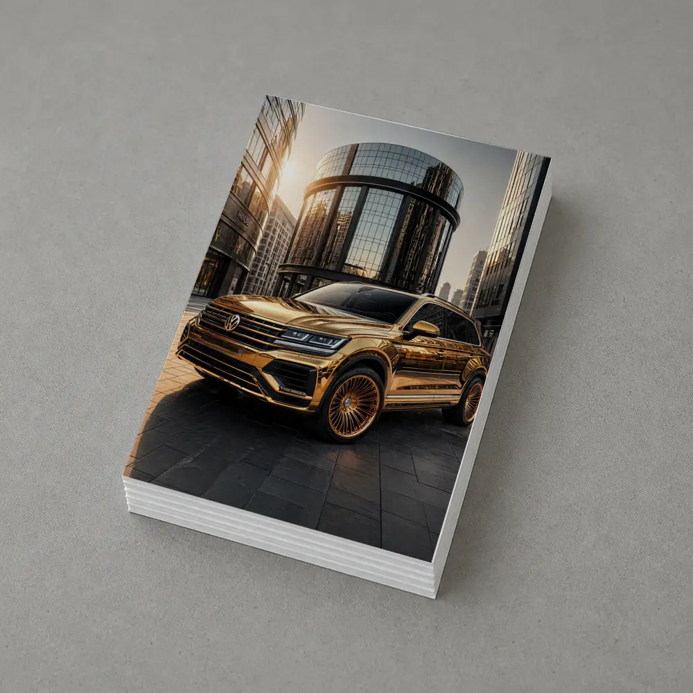 Volkswagen Touareg Gold Chrome City Buildings – Postcards