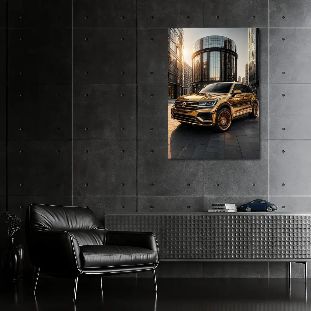 Volkswagen Touareg Gold Chrome City Buildings – Wall Art