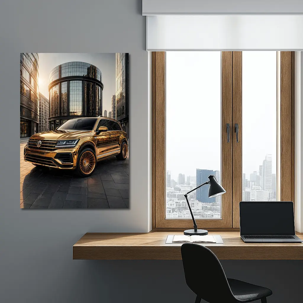 Volkswagen Touareg Gold Chrome City Buildings – Wall Art