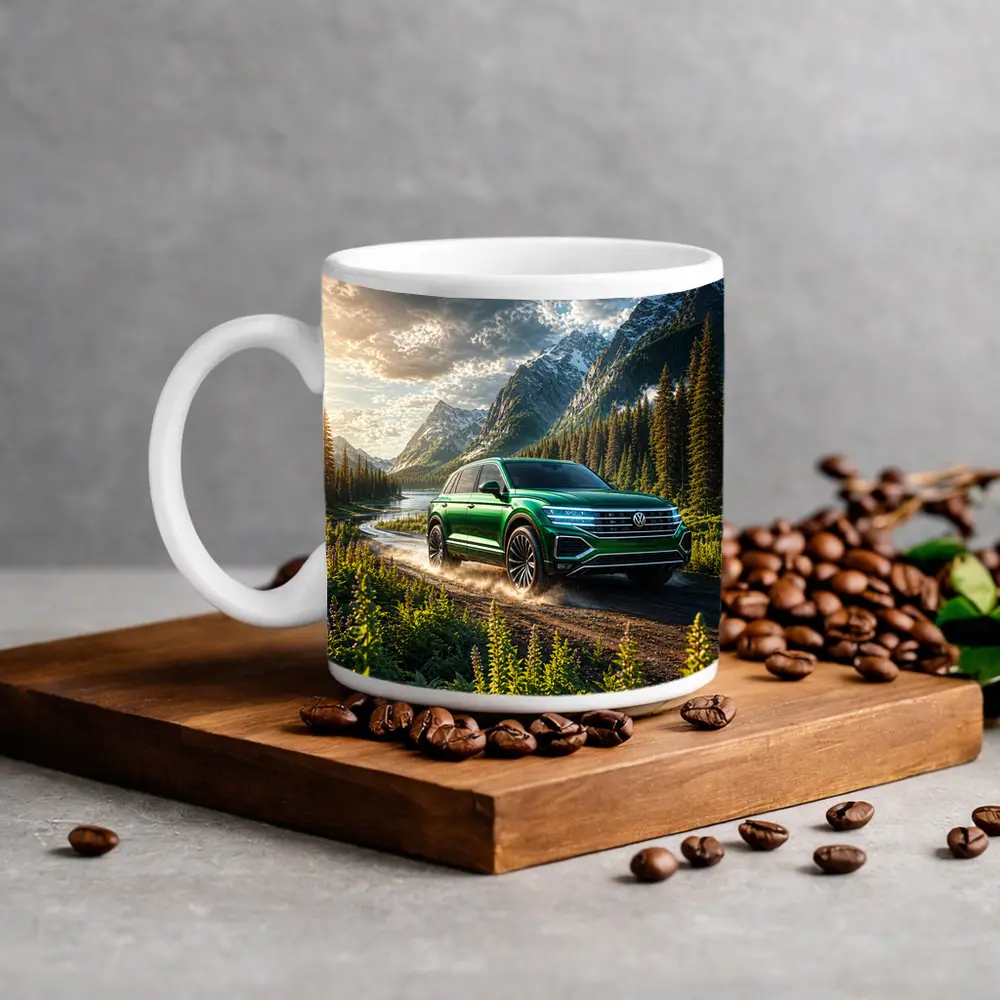 Volkswagen Touareg Green SUV Mountain Forest – Mugs