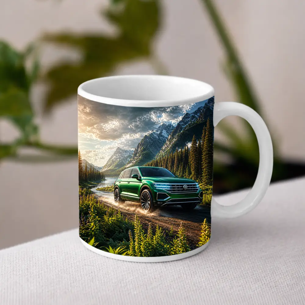 Volkswagen Touareg Green SUV Mountain Forest – Mugs