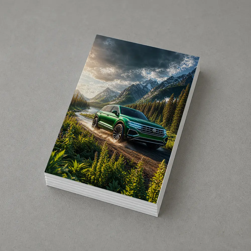 Volkswagen Touareg Green SUV Mountain Forest – Postcards