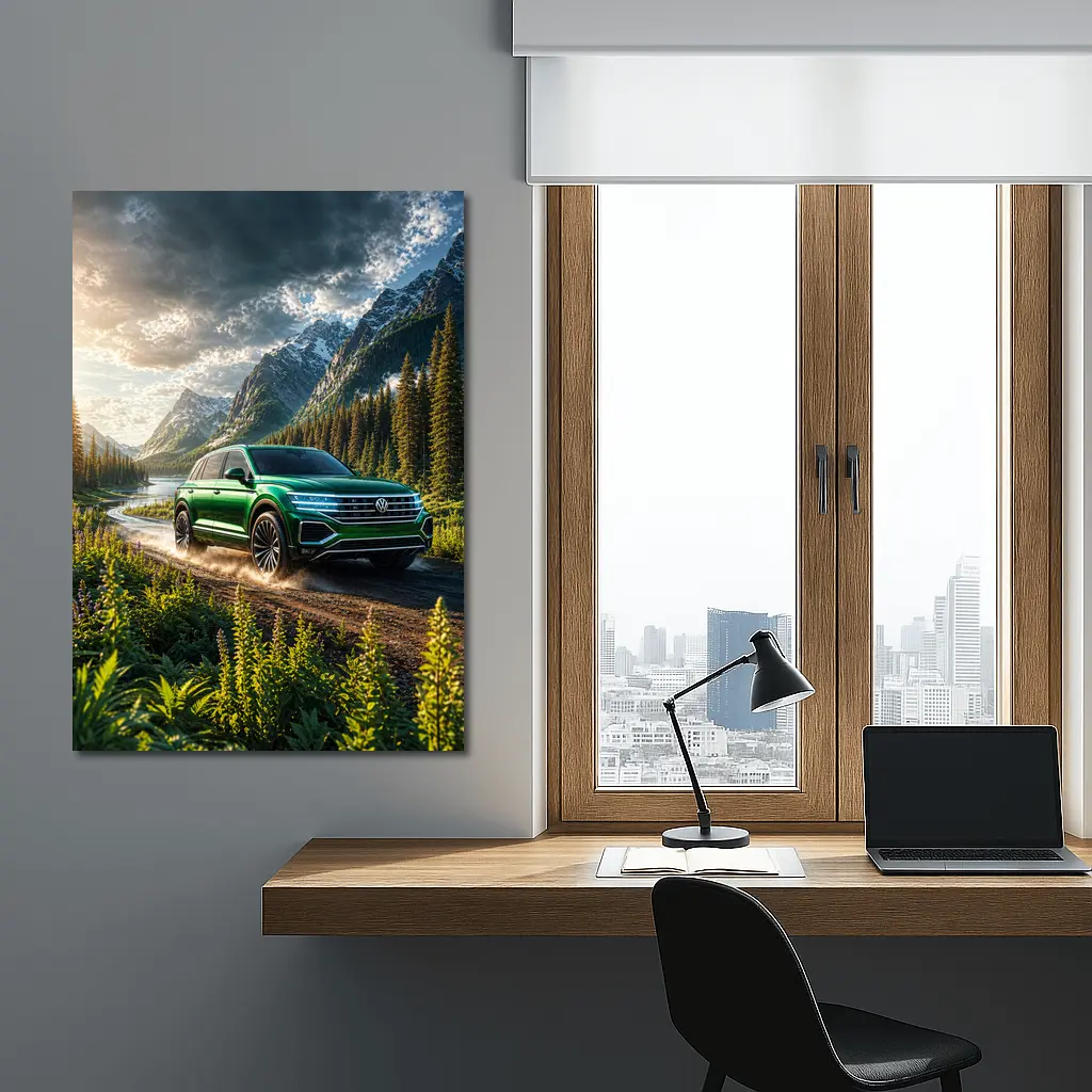 Volkswagen Touareg Green SUV Mountain Forest – Wall Art