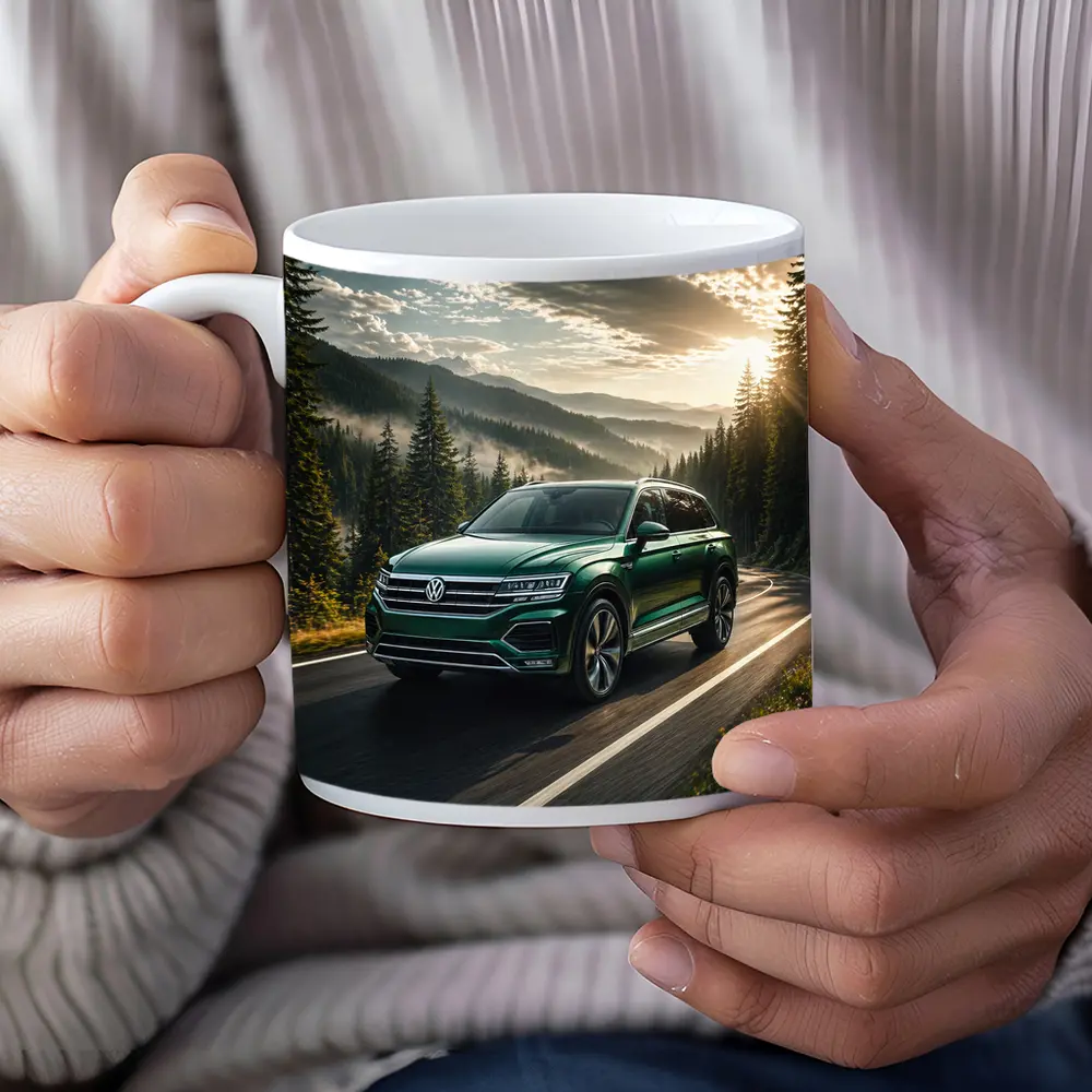 Volkswagen Touareg Green SUV Mountain Road – Mugs