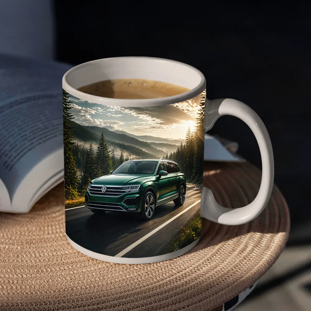 Volkswagen Touareg Green SUV Mountain Road – Mugs