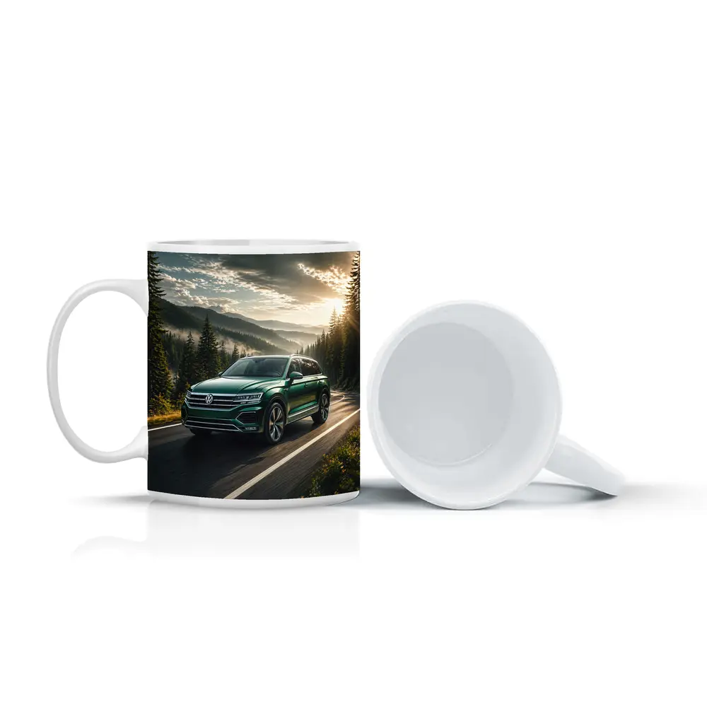 Volkswagen Touareg Green SUV Mountain Road – Mugs
