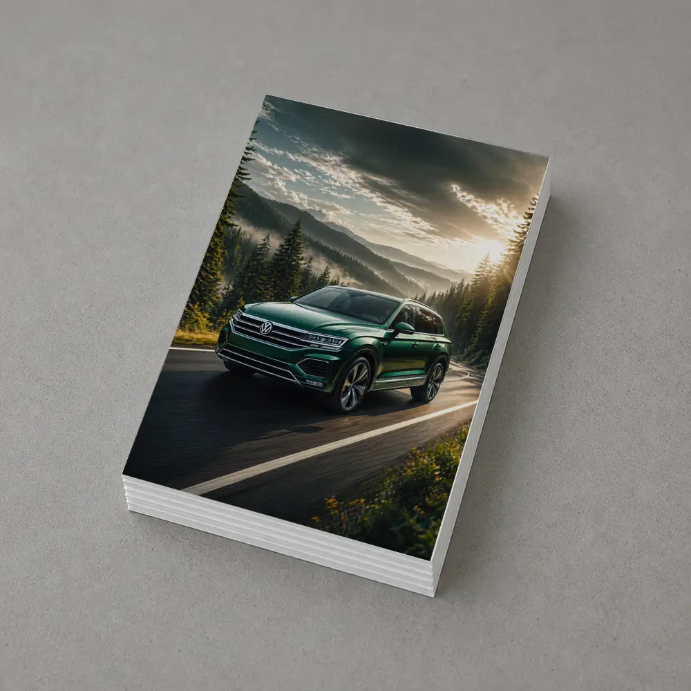 Volkswagen Touareg Green SUV Mountain Road – Postcards