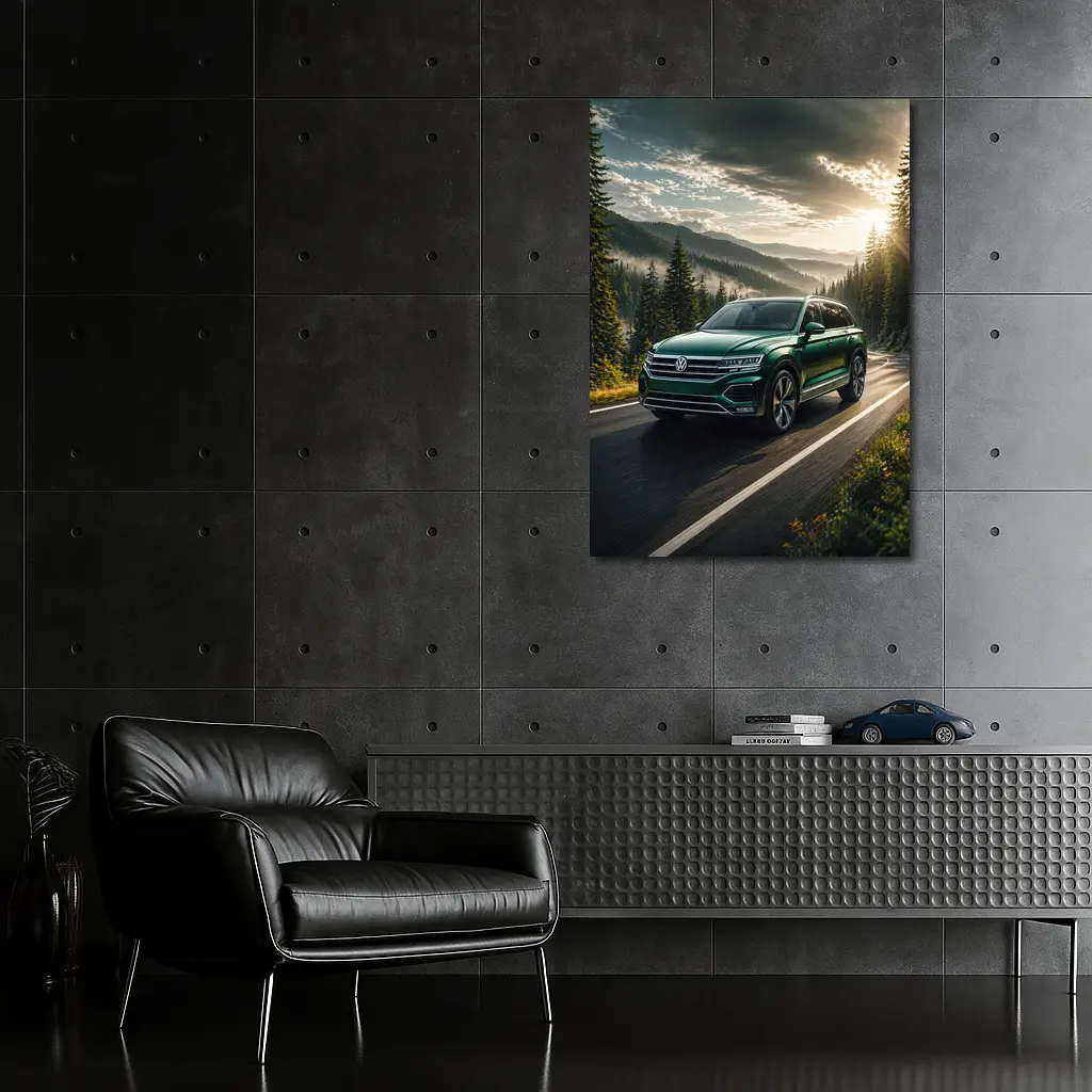 Volkswagen Touareg Green SUV Mountain Road – Wall Art