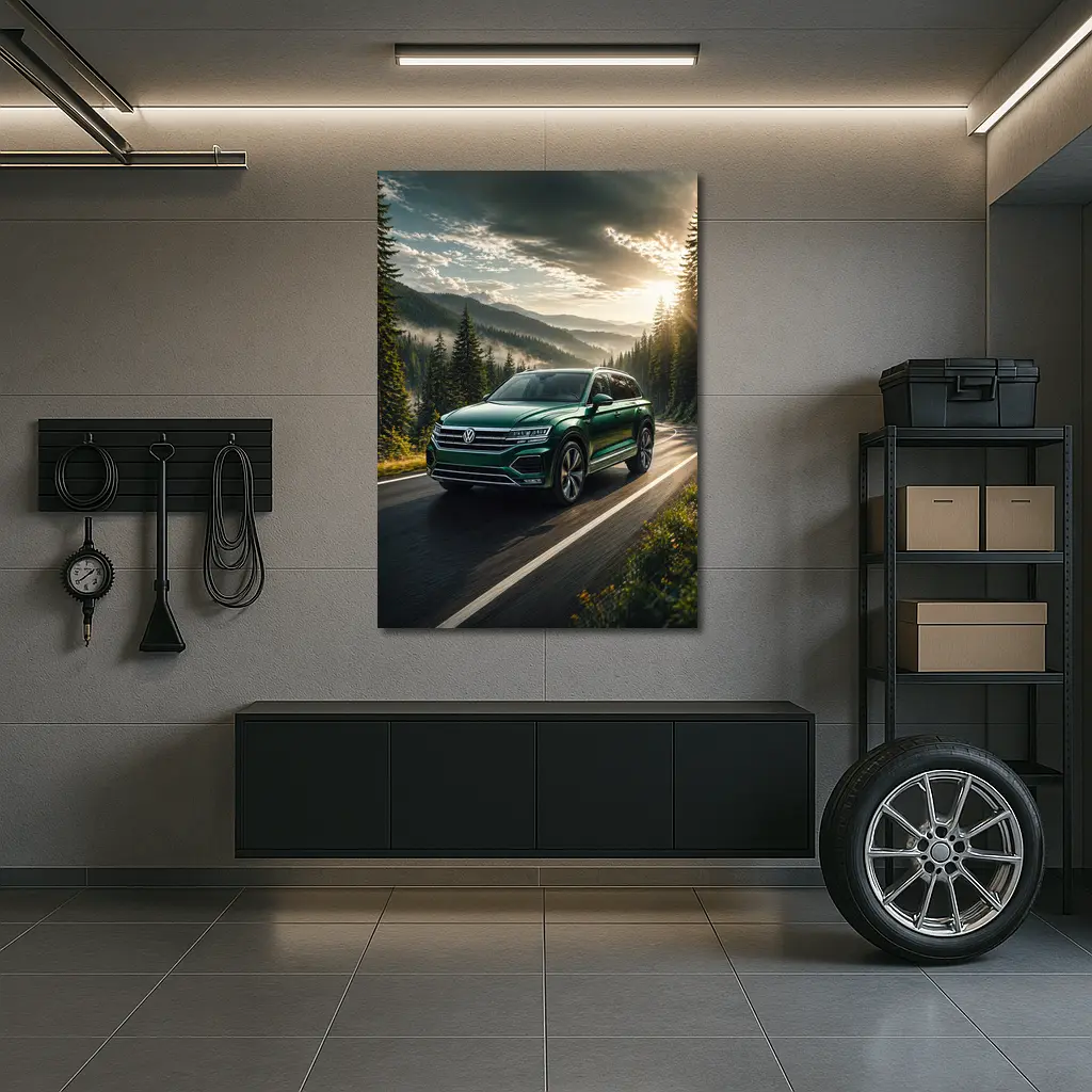 Volkswagen Touareg Green SUV Mountain Road – Wall Art