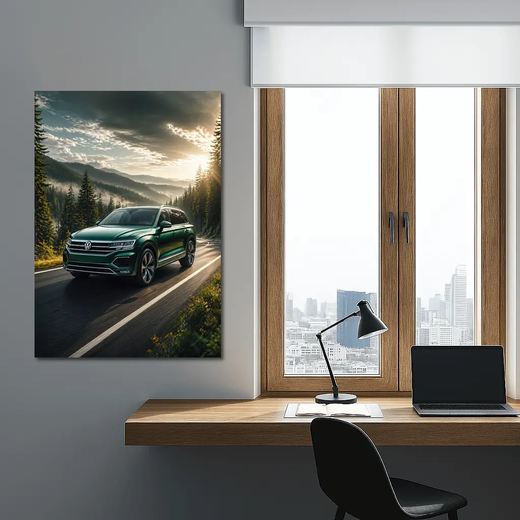 Volkswagen Touareg Green SUV Mountain Road – Wall Art