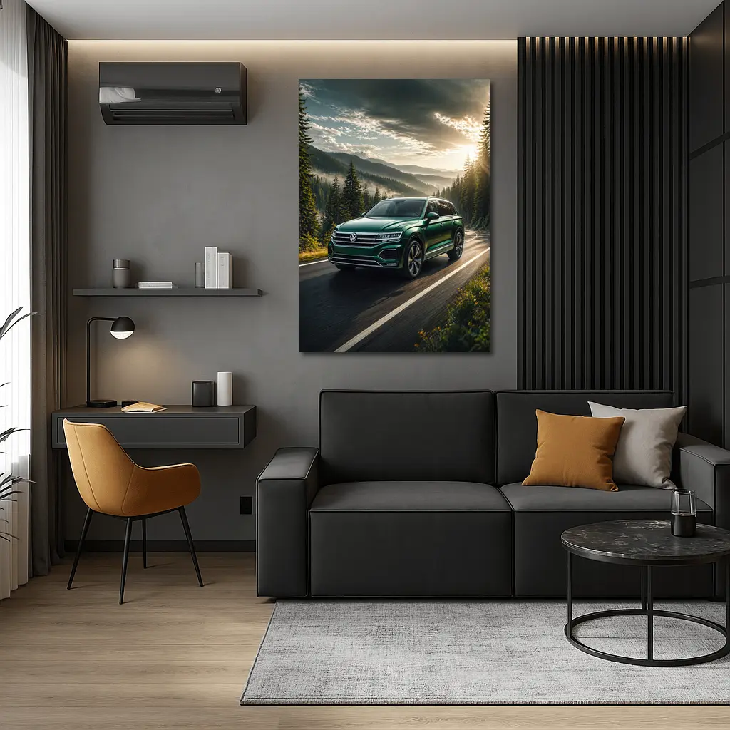 Volkswagen Touareg Green SUV Mountain Road – Wall Art