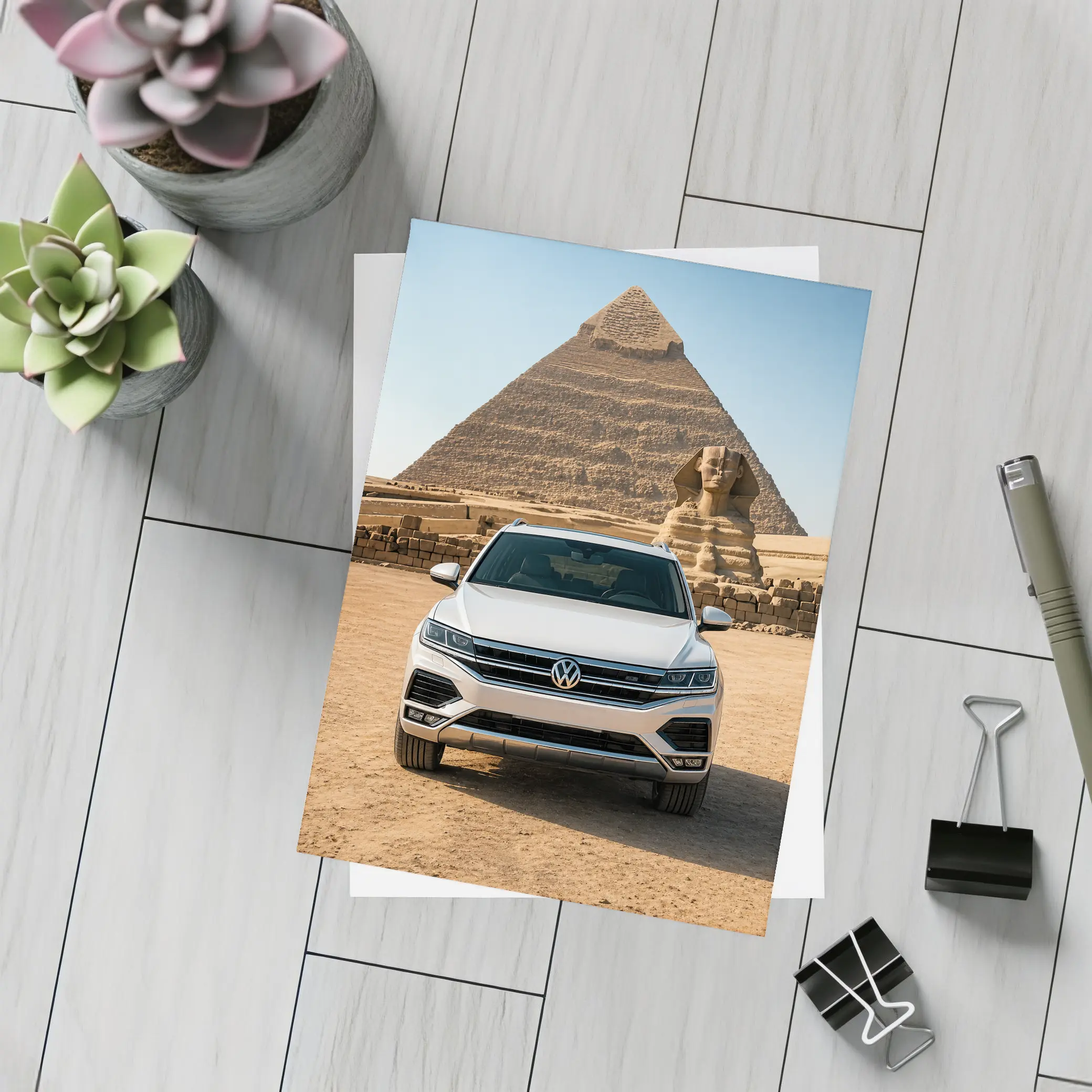 Volkswagen Touareg SUV Egypt Pyramids Sphinx – Postcards