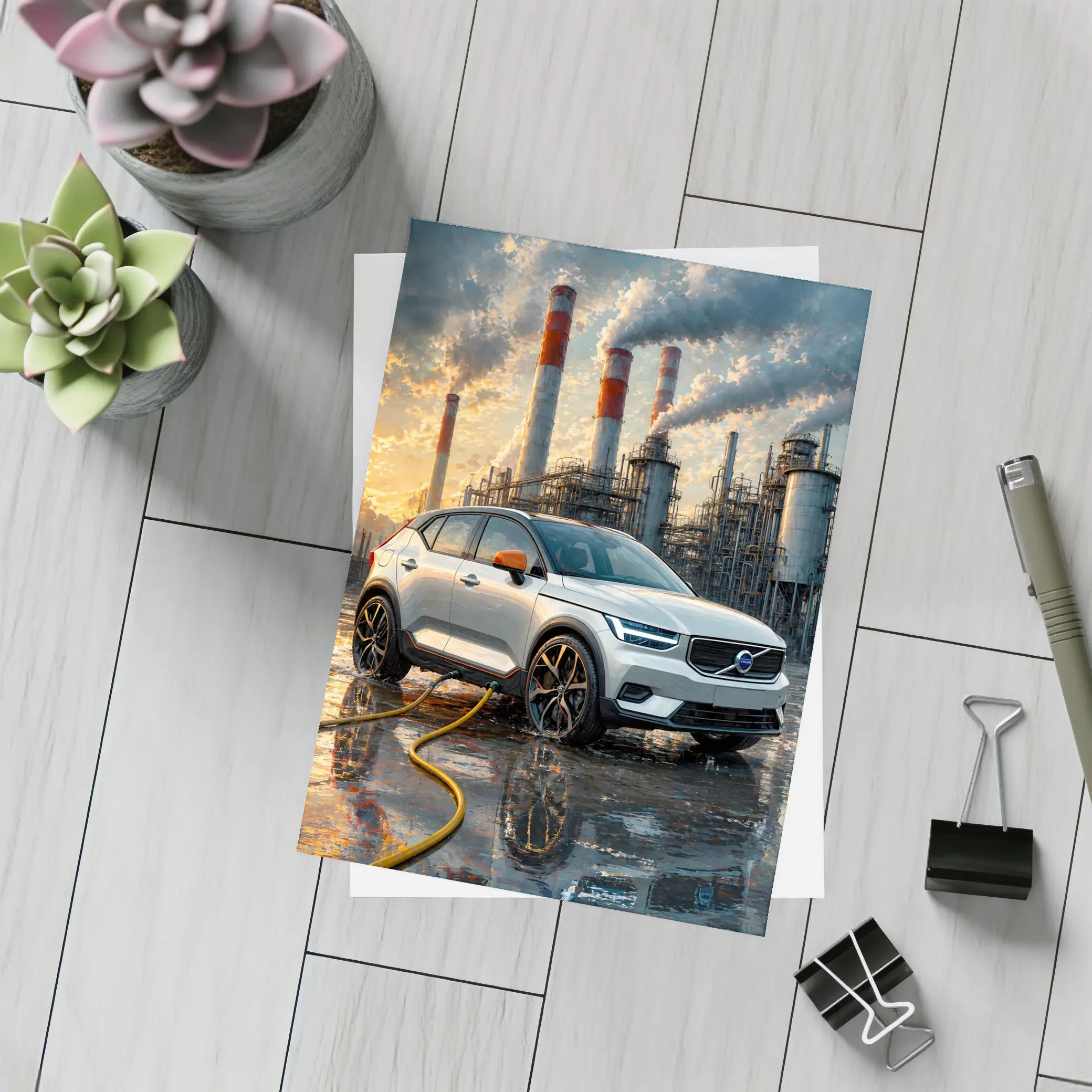 Volvo XC40 Recharge Industrial Sunset Scene – Postcards