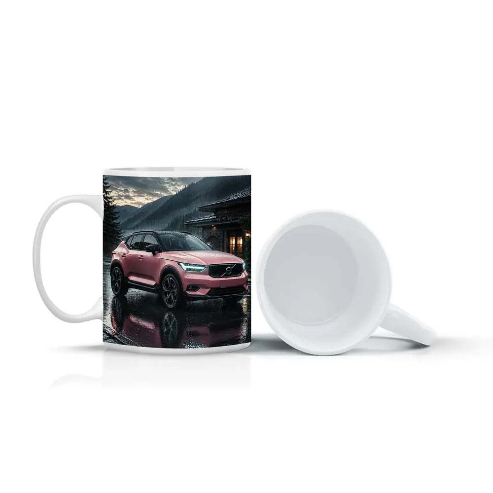 Pink Volvo XC40 Rainy Mountain Night – Mugs