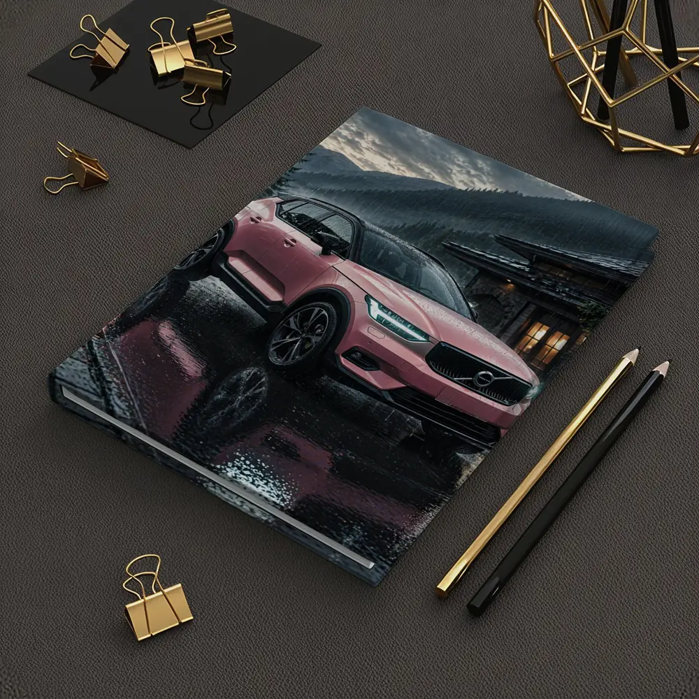 Pink Volvo XC40 Rainy Mountain Night – Notebooks