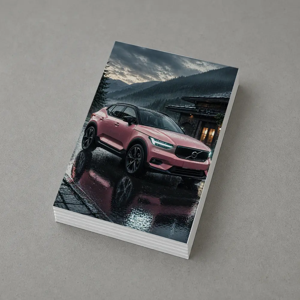 Pink Volvo XC40 Rainy Mountain Night – Postcards
