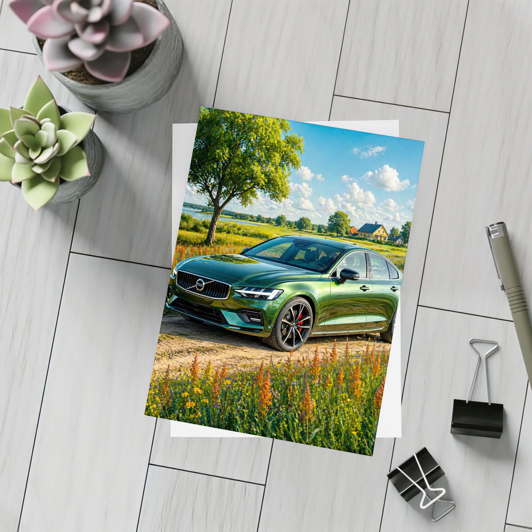 Volvo S60 Green Sedan Rural Countryside – Postcards