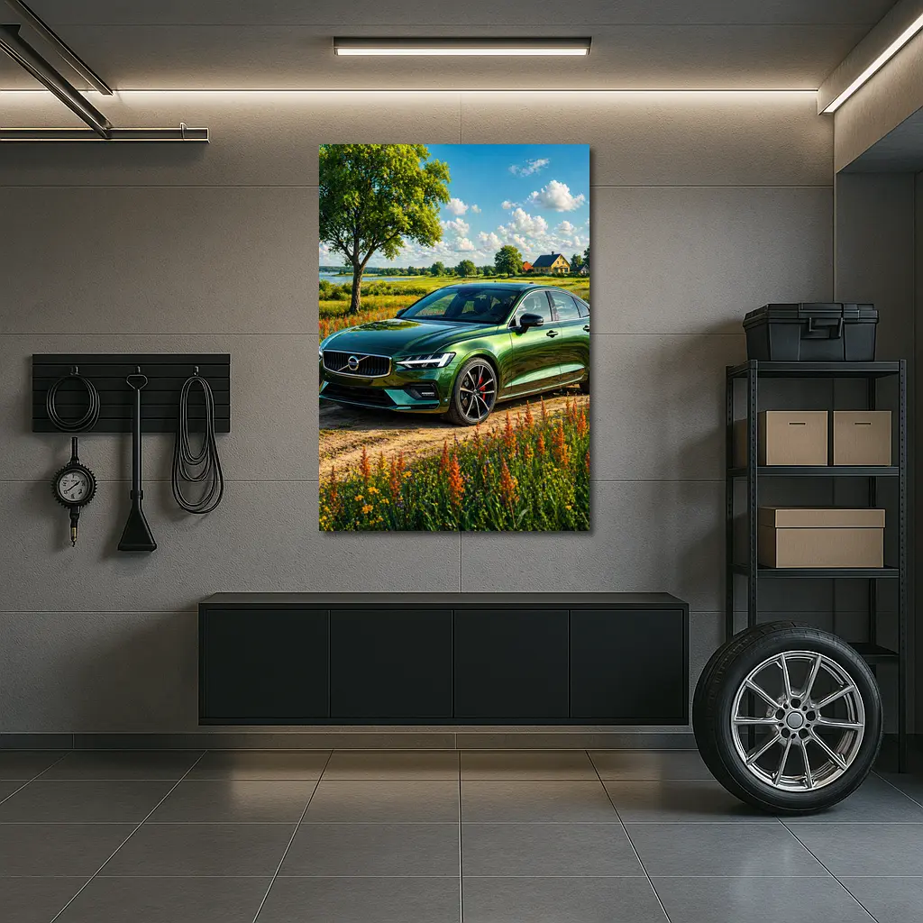 Volvo S60 Green Sedan Rural Countryside – Wall Art