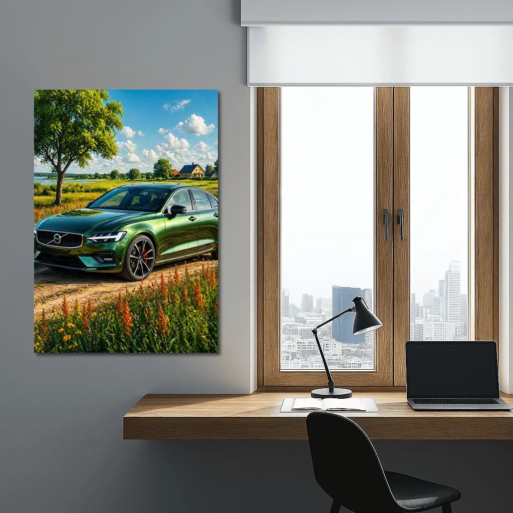Volvo S60 Green Sedan Rural Countryside – Wall Art