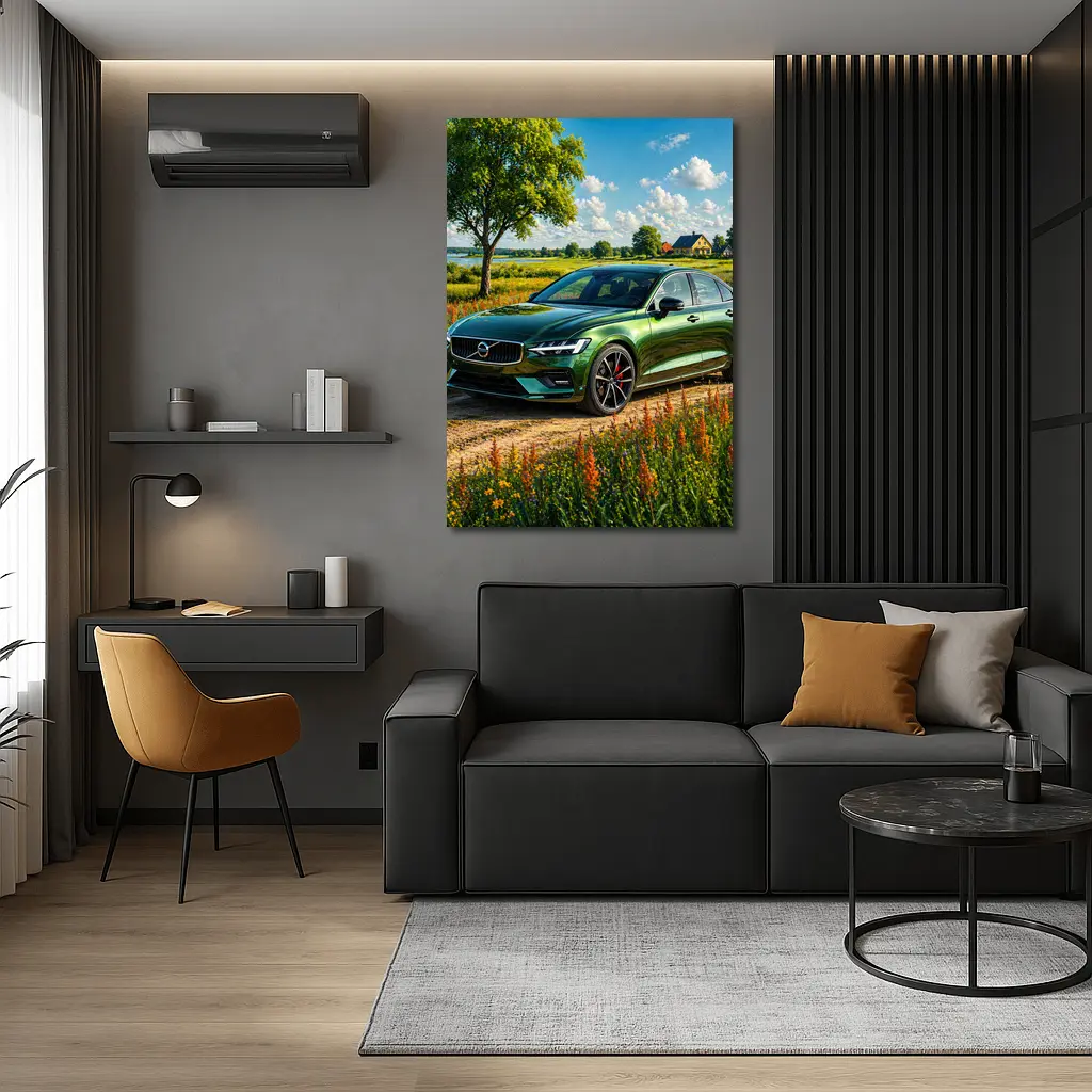 Volvo S60 Green Sedan Rural Countryside – Wall Art