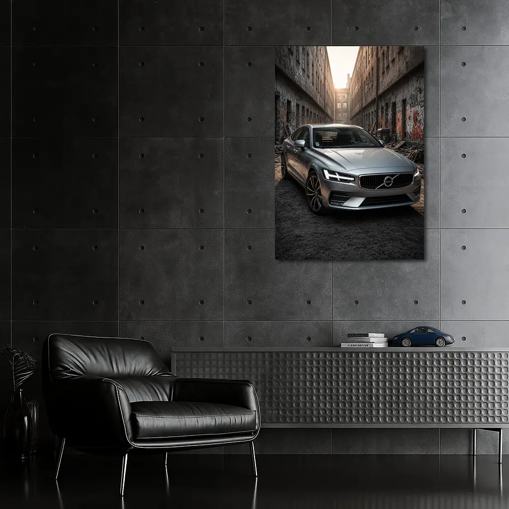 Volvo S60 Parked in Urban Alley – Wall Art