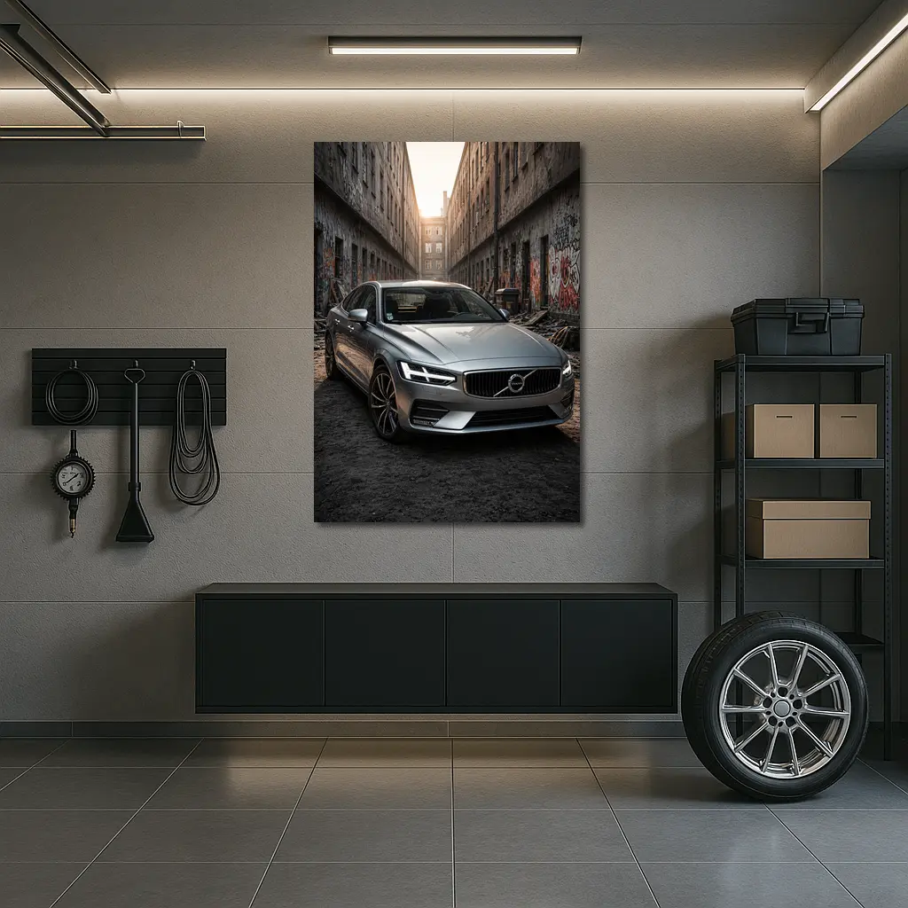 Volvo S60 Parked in Urban Alley – Wall Art