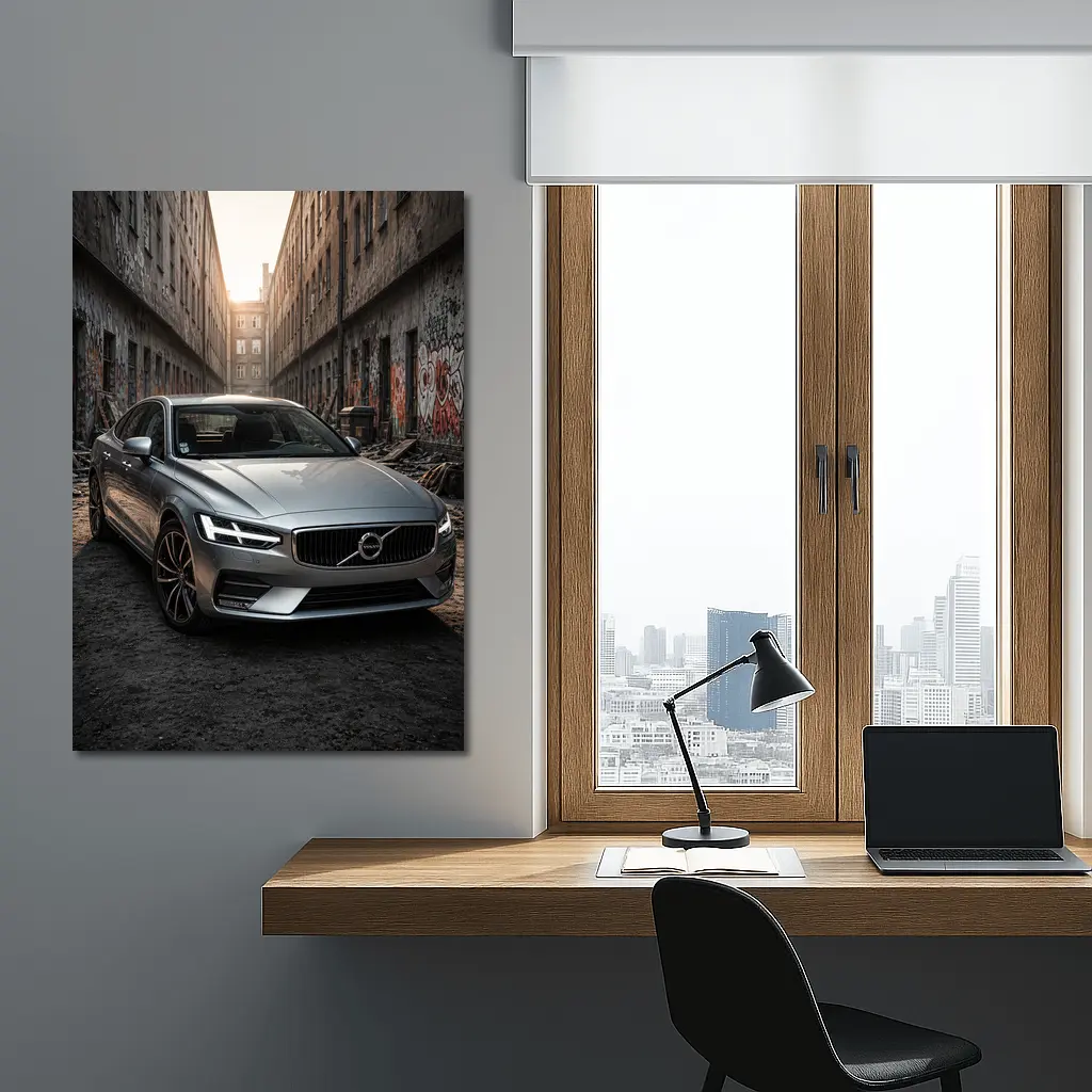 Volvo S60 Parked in Urban Alley – Wall Art