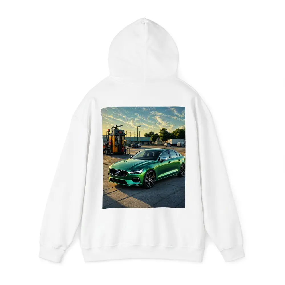 Volvo S60 Green Sedan at Gas Station – Hoodies