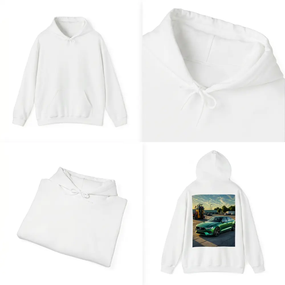 Volvo S60 Green Sedan at Gas Station – Hoodies