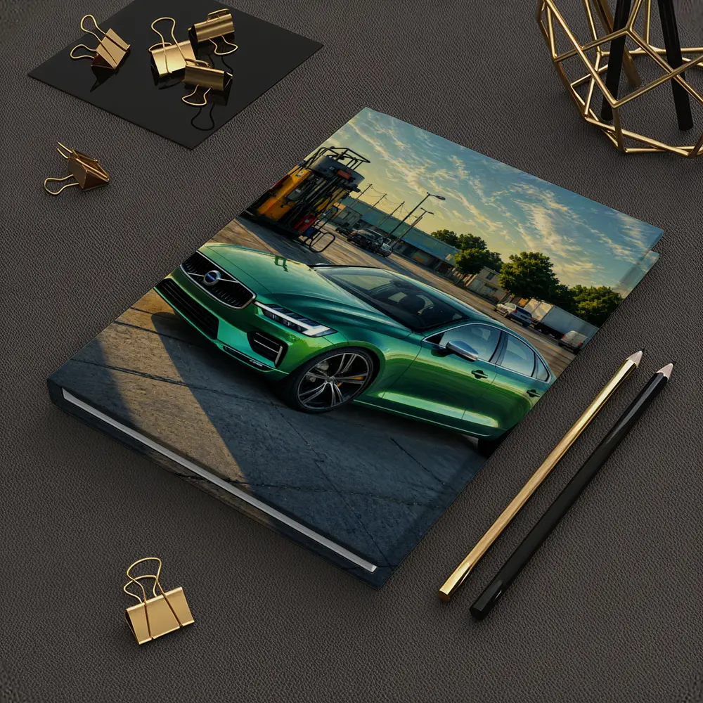 Volvo S60 Green Sedan at Gas Station – Notebooks