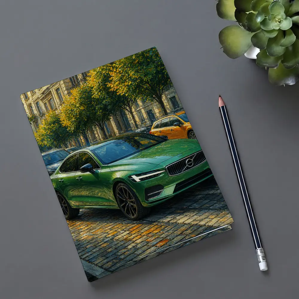Volvo S60 Green Sedan Cobblestone Street – Notebooks
