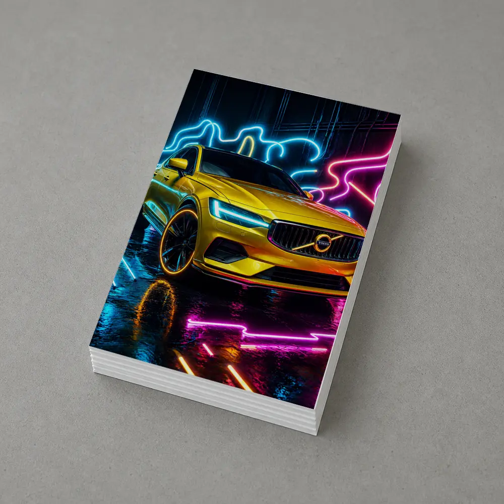 Volvo S60 Yellow Neon Light Background – Postcards