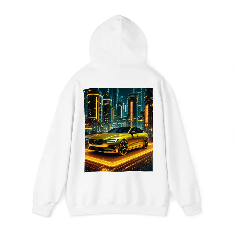 Volvo S60 Glowing Neon Futuristic City Night – Hoodies
