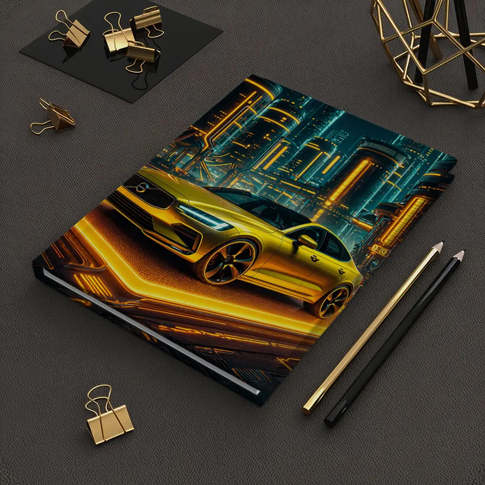 Volvo S60 Glowing Neon Futuristic City Night – Notebooks