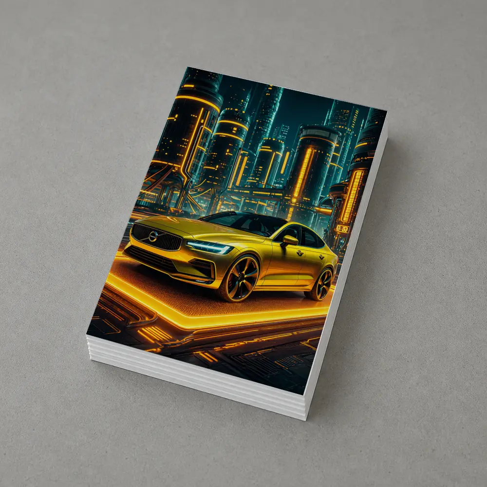 Volvo S60 Glowing Neon Futuristic City Night – Postcards