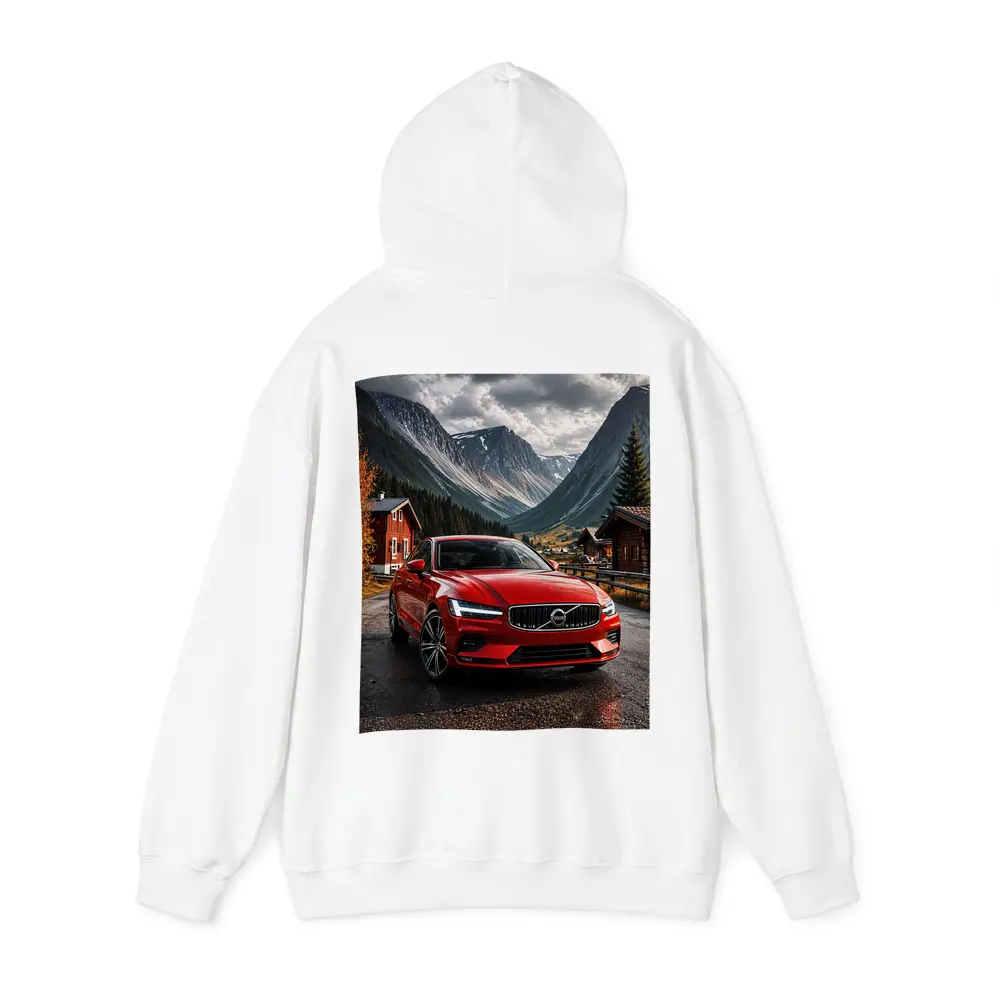 Volvo S60 Red Sedan Mountain Valley Setting – Hoodies