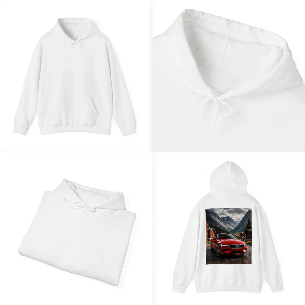 Volvo S60 Red Sedan Mountain Valley Setting – Hoodies