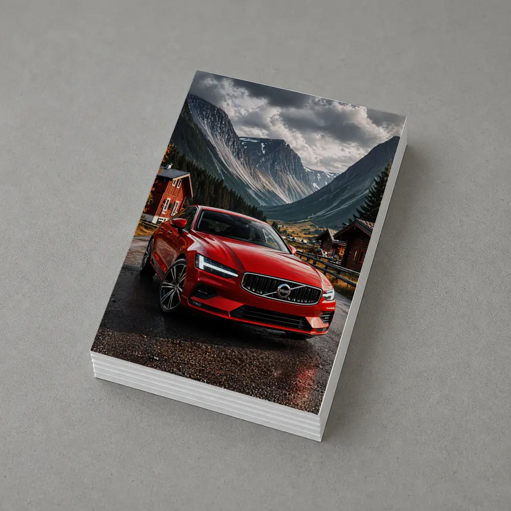 Volvo S60 Red Sedan Mountain Valley Setting – Postcards